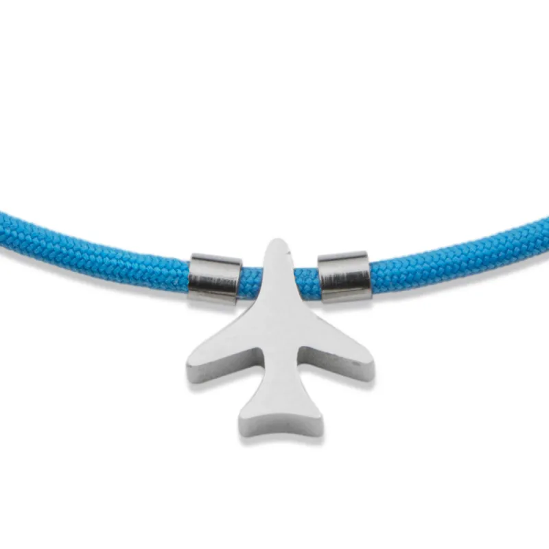 Bracelet for Pilots - Airplane & blue Dyneema rope