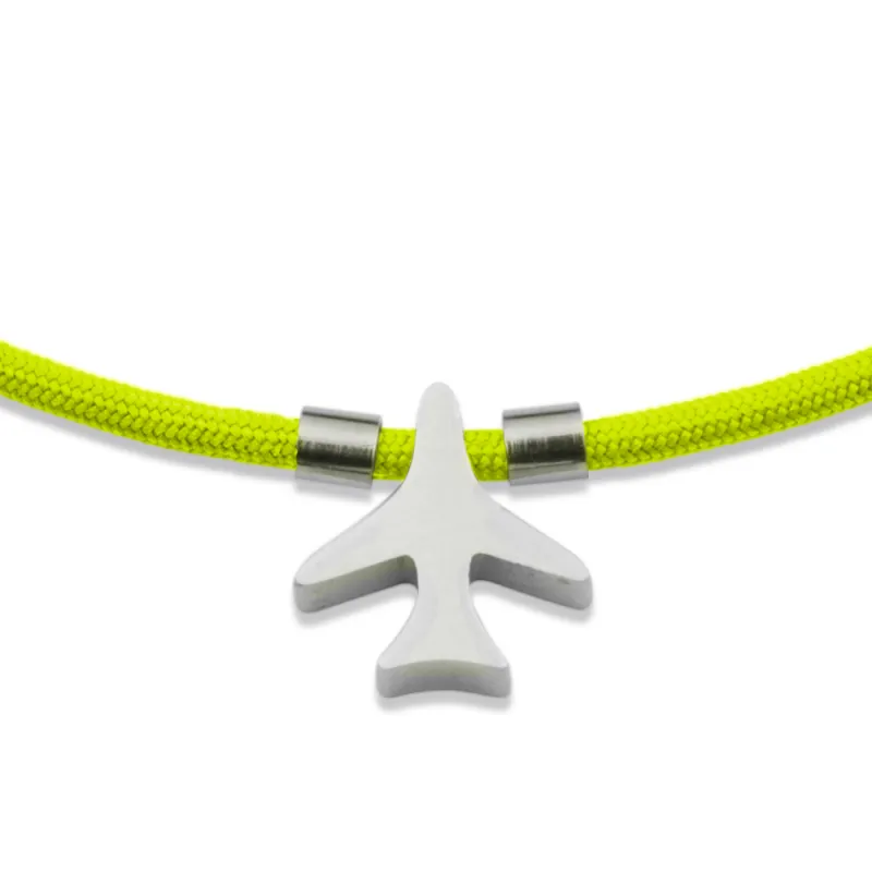 Bracelet for Pilots - Airplane & yellow Dyneema rope