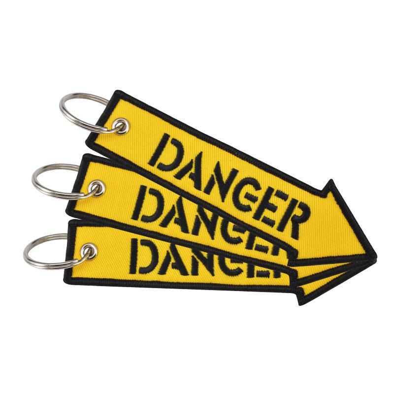 Aviation Keychains tag - Danger Yellow Arrow