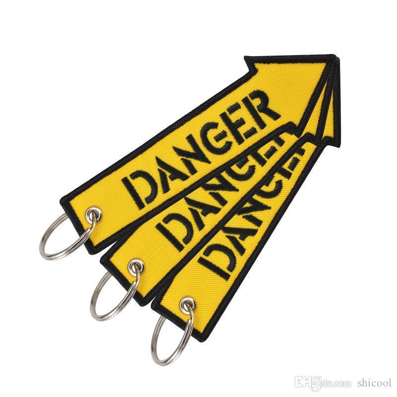 Aviation Keychains tag - Danger Yellow Arrow